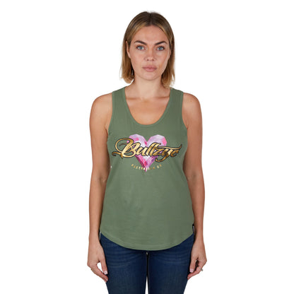 Bullzye Womens Heart Singlet Top