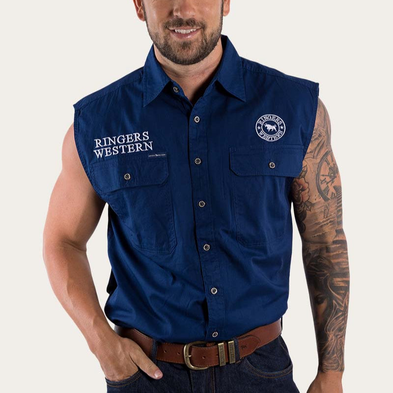 Ringers Western Hawkeye Mens Sleeveless Work Shirt