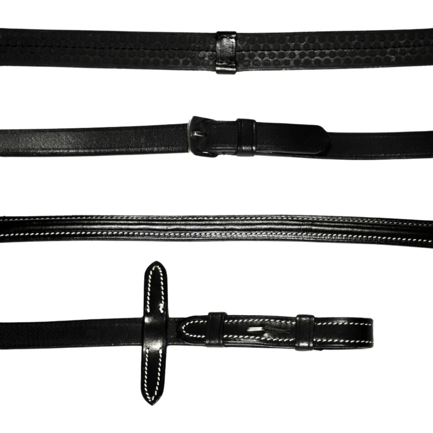 Lumiere White Stitching Leather n Rubber Grip Reins