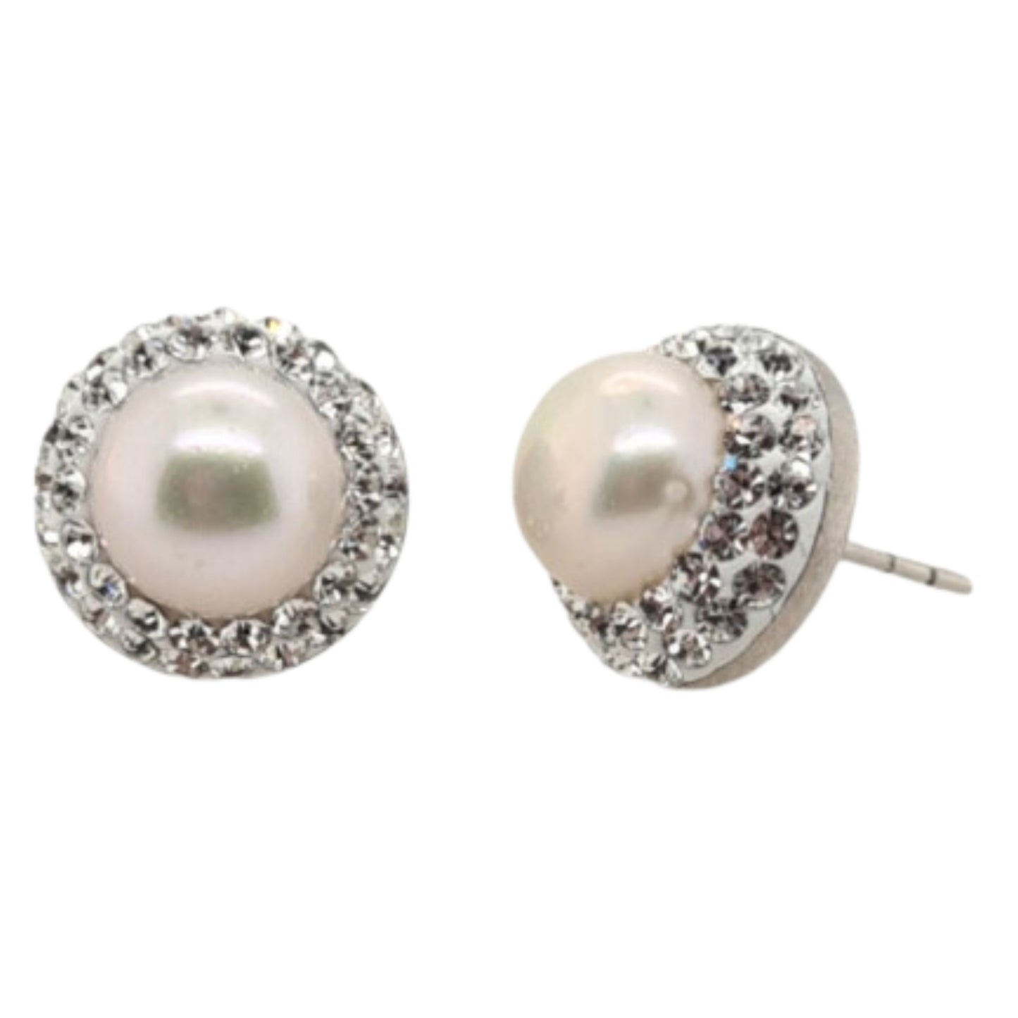 MCJ Pearl 10mm CZ Stud Earring